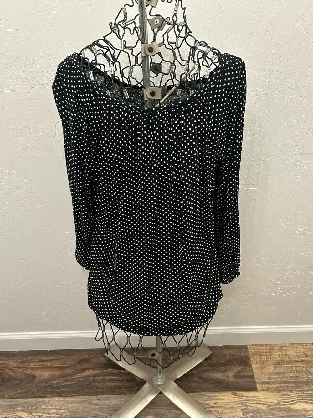 Michael Kors Black White Polka Dot Blouse‎ Long Sleeve Relaxed Medium